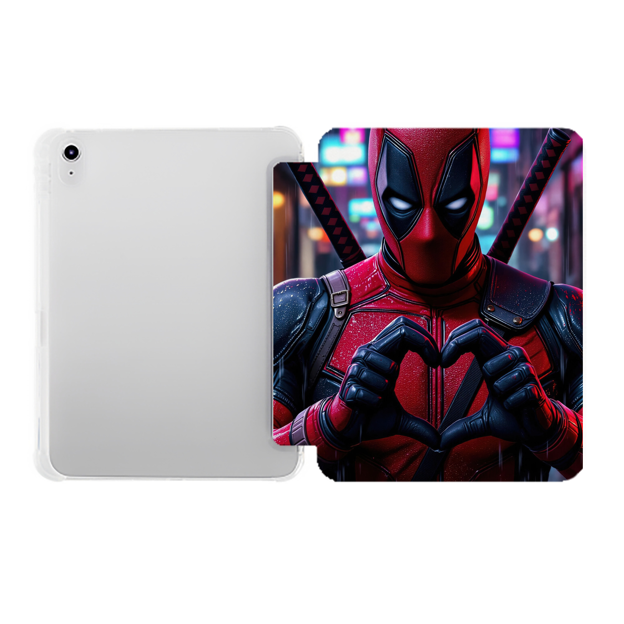 （画像用） Deadpool デッドプール IPad ケース ペン収納付き 三つ折りスタンド PUレザー×シリコン 対応機種9.5/10.5/10.9インチ